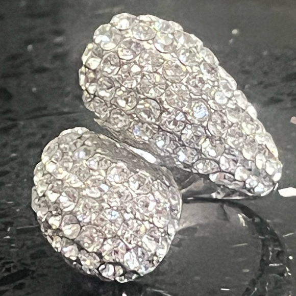 Swarovski Crystal Element Micro Pave Set Bypass Dome Cocktail statement Ring - Picture 2 of 5